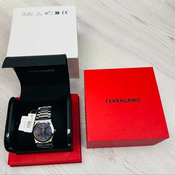 Salvatore Ferragamo Vega Quartz Diamond Blue Dial Men's Watch SFYF01023 - Picture 1 of 12